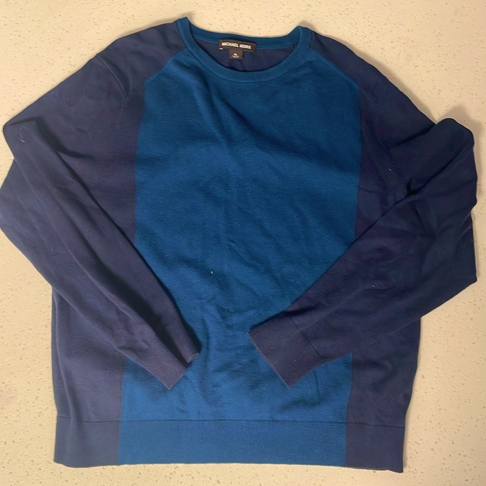 Michael Kors Blue Color Blocked Sweater